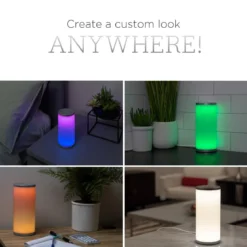 Enbrighten Color Fusion Dimmable Color Changing LED Tabletop Lamp, Silver