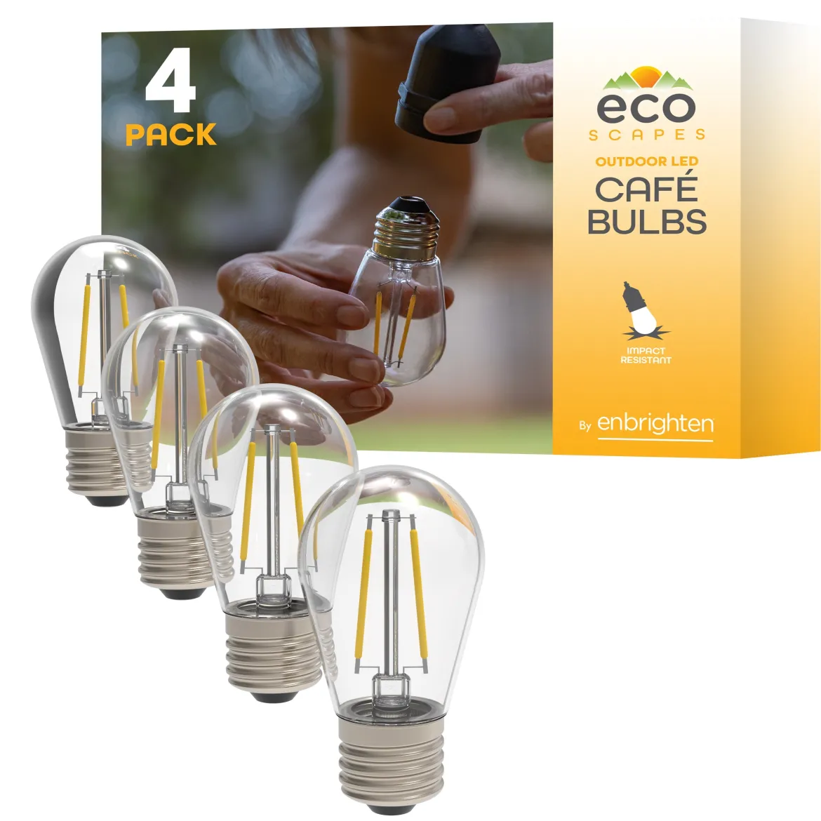 Enbrighten Ecoscapes LED Cafe Lights Replacement Bulbs, 4 Pack