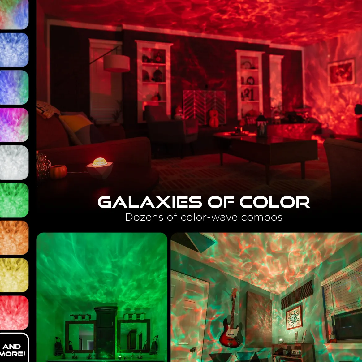 Enbrighten Galaxy Wave Mini Projector LED Tabletop Night Light, White