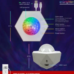 Enbrighten Galaxy Wave Mini Projector LED Tabletop Night Light, White
