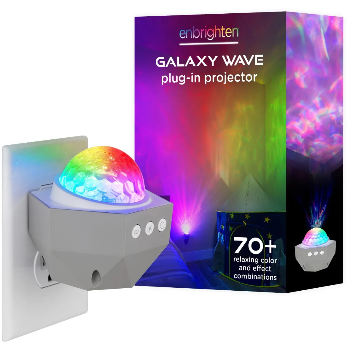 Enbrighten Galaxy Wave Plug-In Projector LED Night Light, White