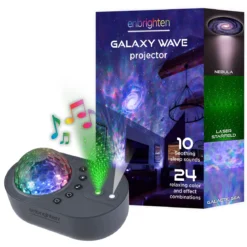 Enbrighten Galaxy Wave Projector LED Tabletop Night Light with Sound Effects, Gray