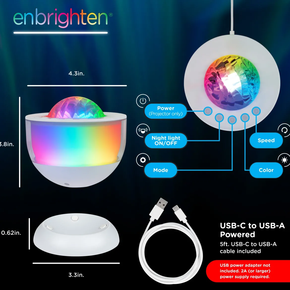 Enbrighten Galaxy Wave Projector Globe Light