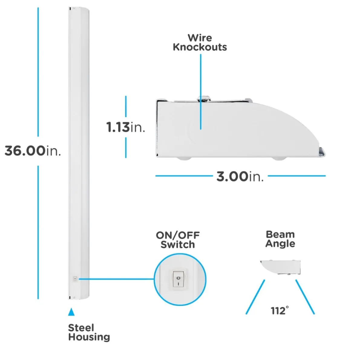 Enbrighten 36in. Dimmable Direct Wire LED Under Cabinet Light Fixture, White