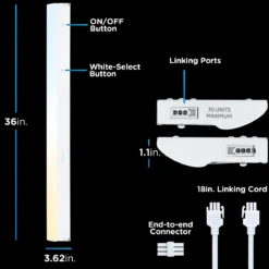 Enbrighten 36in. Direct Wire LED Light Bar, White