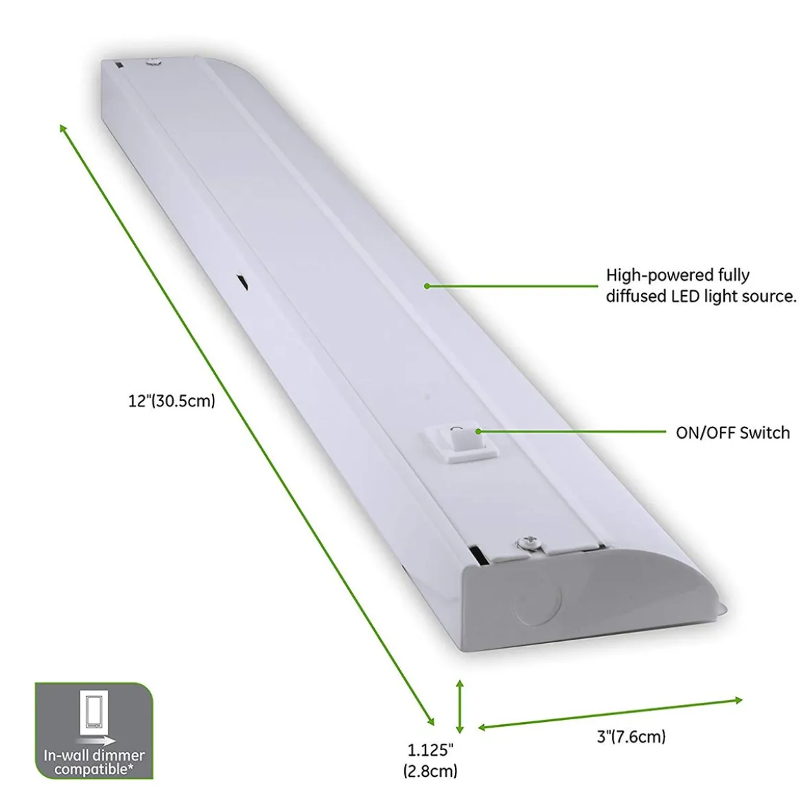 Enbrighten 12 in. Direct Wire LED Under Cabinet Light Fixture, White