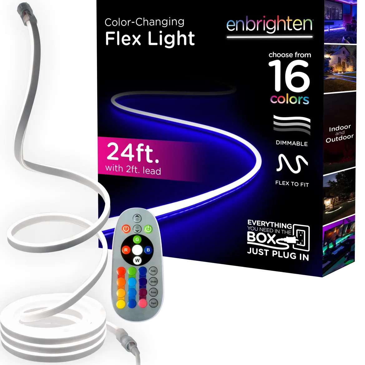 Enbrighten Indoor/Outdoor LED Flex Light, 24ft., Color Changing