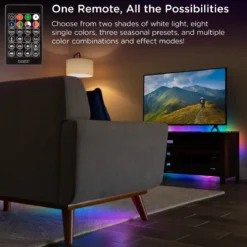 Enbrighten Indoor USB-Powered Color-Changing LED Flex Light with Remote, 8ft., Black
