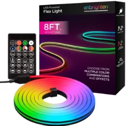 Enbrighten Indoor USB-Powered Color-Changing LED Flex Light with Remote, 8ft., Black