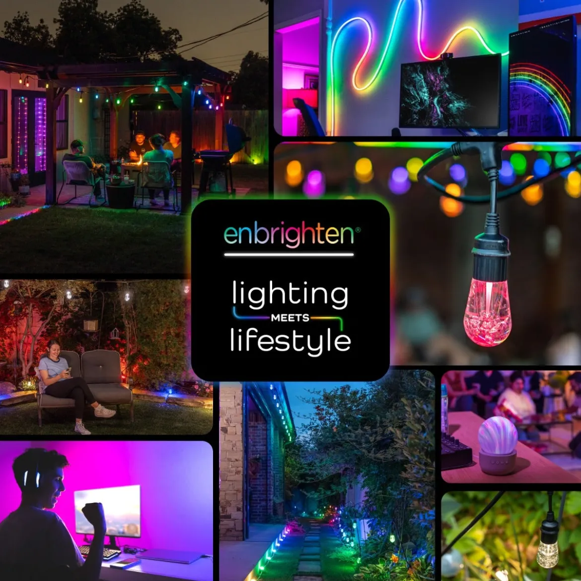 Enbrighten Indoor USB-Powered Color-Changing LED Flex Light with Remote, 8ft., Black
