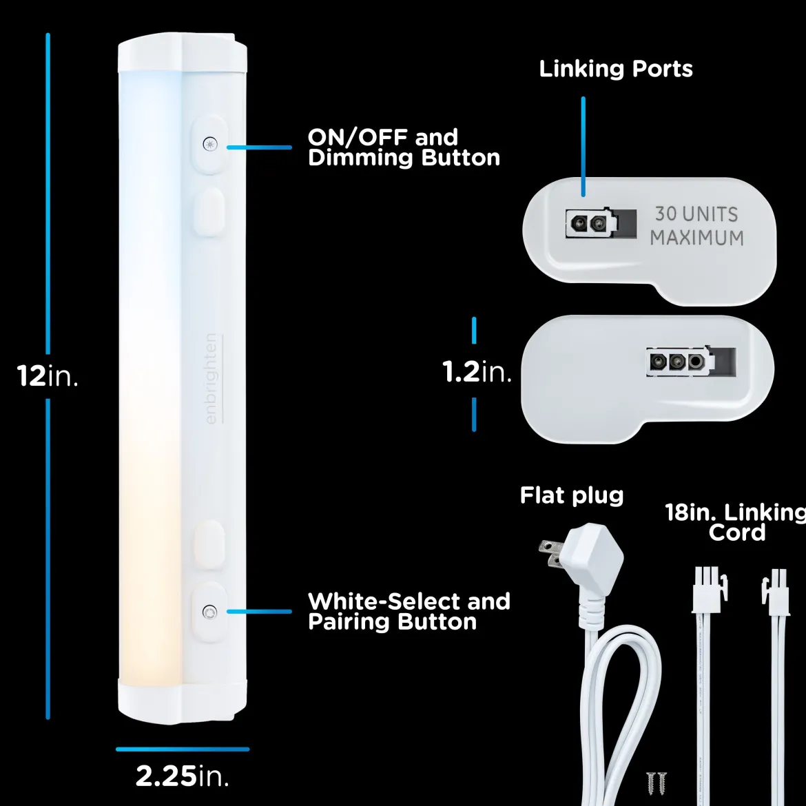 Enbrighten 12in. Plug-In Dimmable LED Light Bar, White