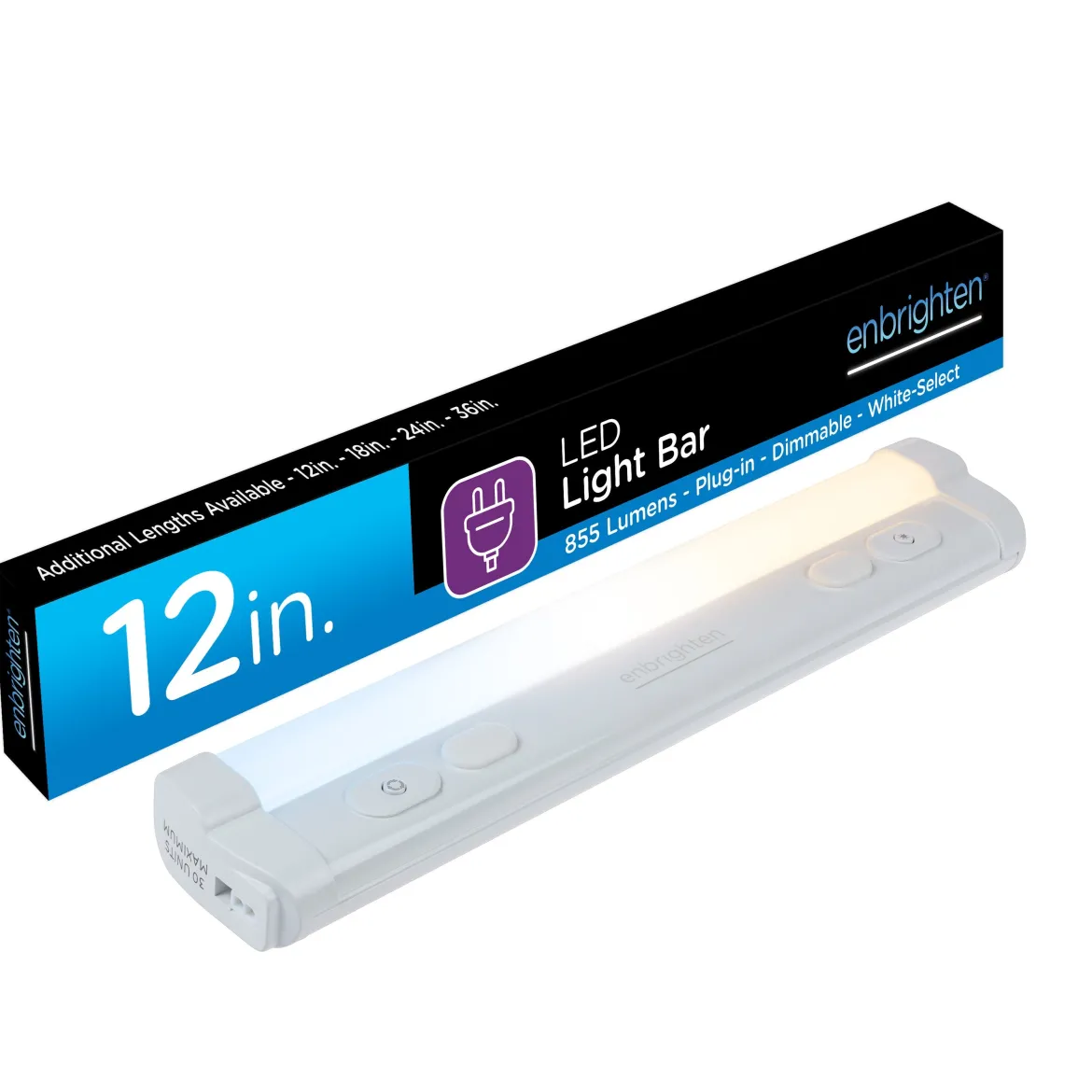 Enbrighten 12in. Plug-In Dimmable LED Light Bar, White