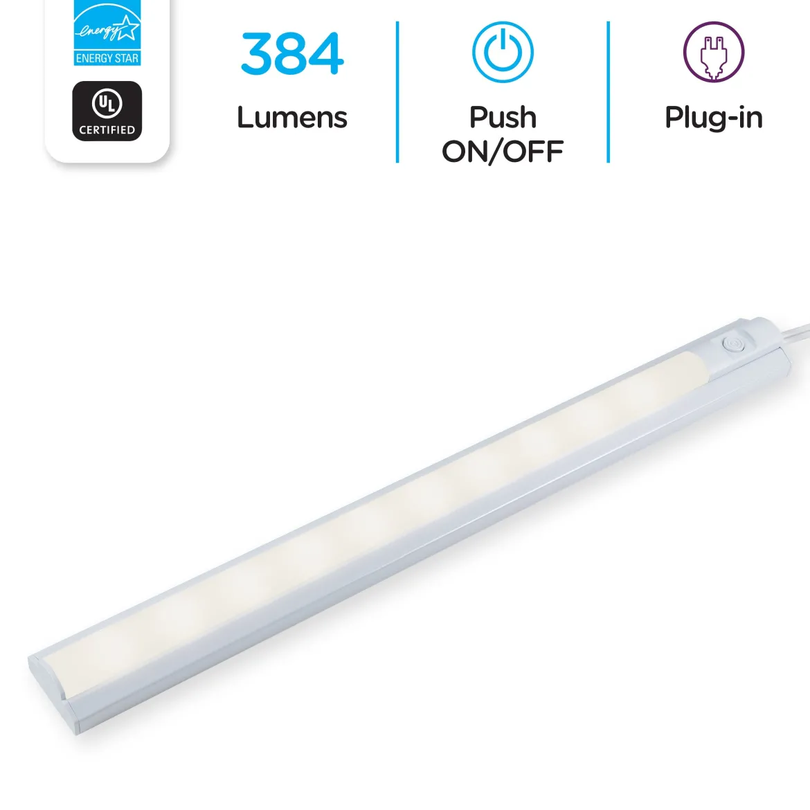 Enbrighten 16in. Plug-In LED Under Cabinet Light Fixture, White
