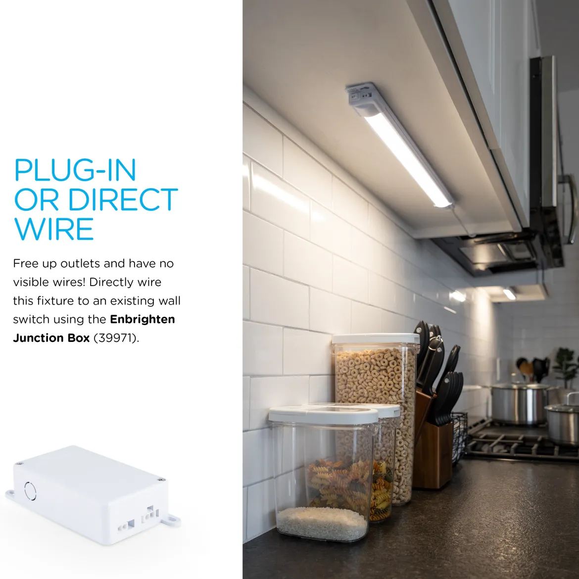 Enbrighten 12in. Plug-In LED Under Cabinet Light Fixture, White