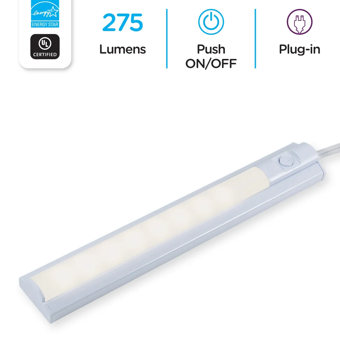 Enbrighten 10in. Plug-In LED Under Cabinet Fixture, White