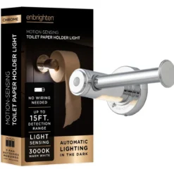 Enbrighten LED Motion Sensing Toilet Paper Holder Light, Chrome