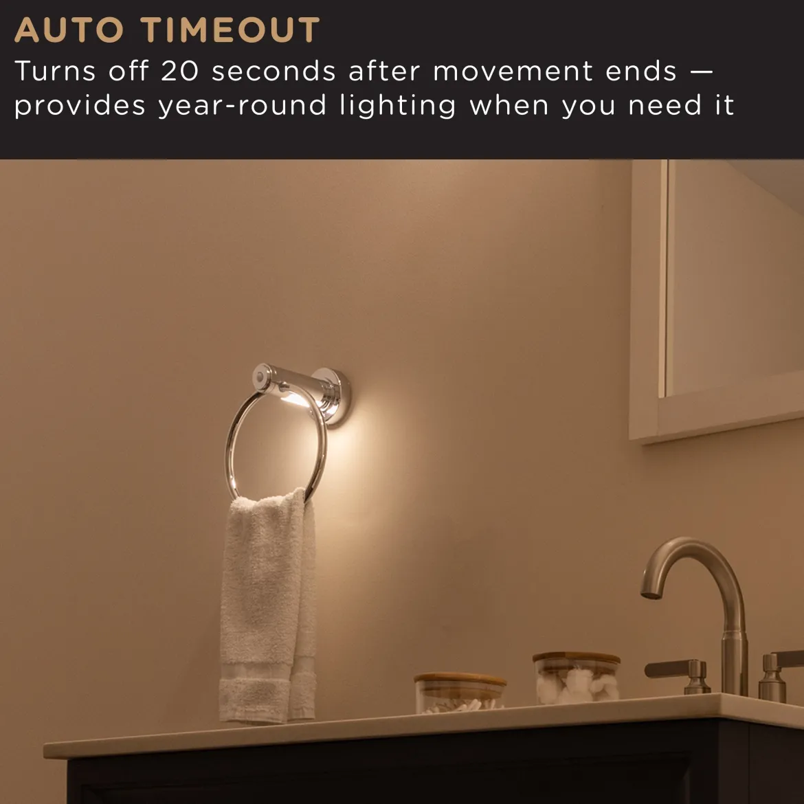 Enbrighten LED Motion Sensing Towel Ring Light, Chrome