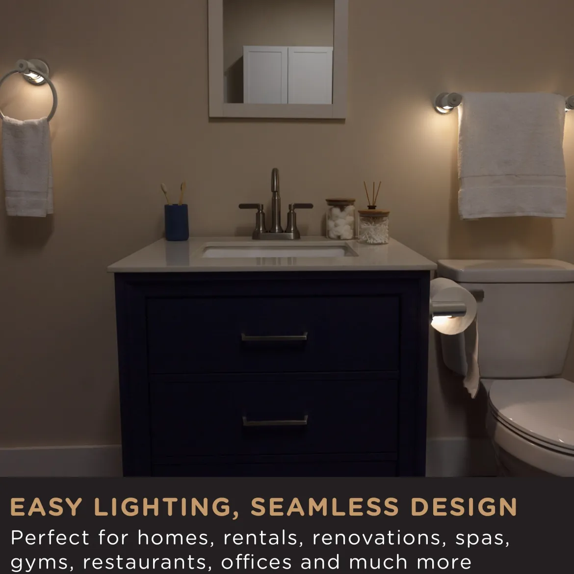 Enbrighten LED Motion Sensing Towel Ring Light, Brushed Nickel