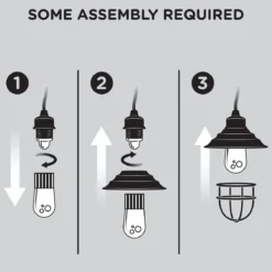Enbrighten Light Bundle Seasons Vintage Color-Changing LED Cafe Lights (12 Bulbs, 24ft. White Cord) and 12 Oil-Rubbed Bronze Cage Light Shades
