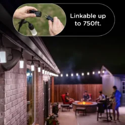 Enbrighten Modern Outdoor String Lights, 24ft, 12 Cylindrical Shatterproof Bulbs, Cool White