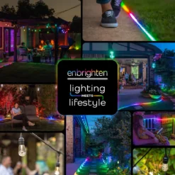 Enbrighten Seasons Color-Changing Classic LED Cafe Lights, 10 Bulbs, 20ft. Black Cord