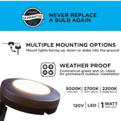 Enbrighten Seasons Color-Changing LED Landscape Lights, 6 Pucks, 40ft. Black Cord
