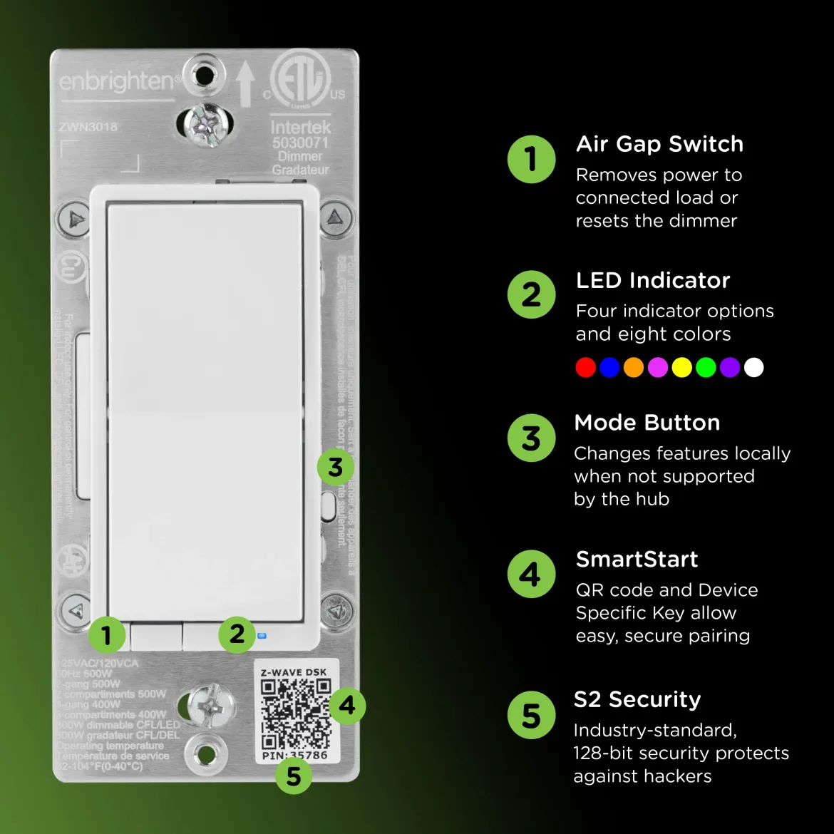 Enbrighten 800 Series Z-Wave Paddle Dimmer