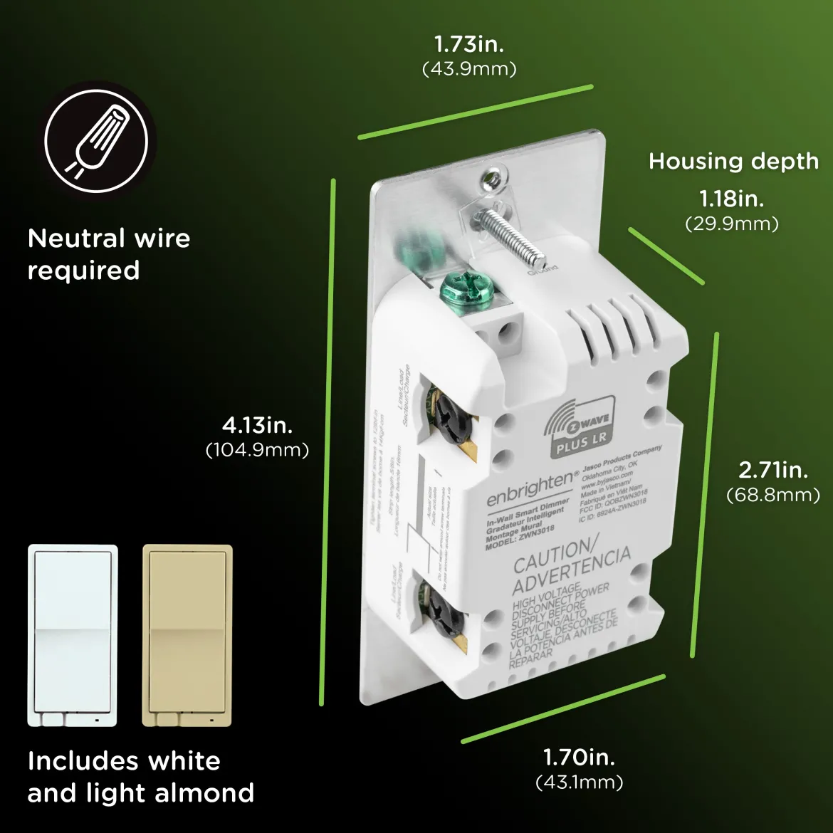 Enbrighten 800 Series Z-Wave Paddle Dimmer