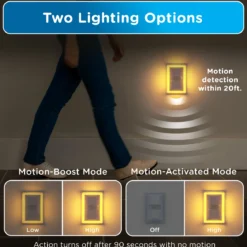 Enbrighten SleepLite Night Light, Motion Select, Motion-Boost, Amber LED, Coverlite, Backlit, White