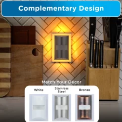Enbrighten SleepLite Night Light, Motion Select, Motion-Boost, Amber LED, Coverlite, Backlit, Brushed Nickel