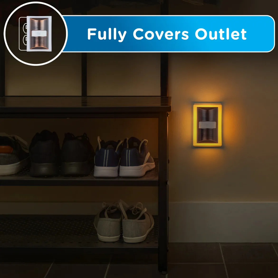 Enbrighten SleepLite Night Light, Motion Select, Motion-Boost, Amber LED, Coverlite, Backlit, Oil Rubbed Bronze