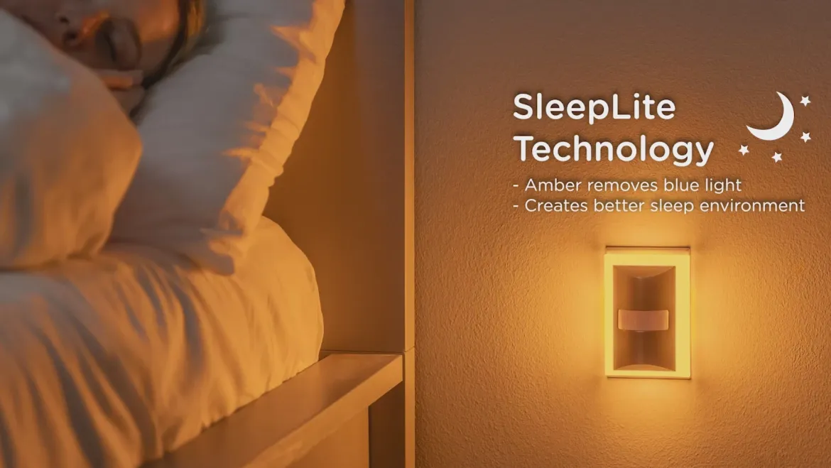 Enbrighten SleepLite Night Light, Motion Select, Motion-Boost, Amber LED, Coverlite, Backlit, Oil Rubbed Bronze