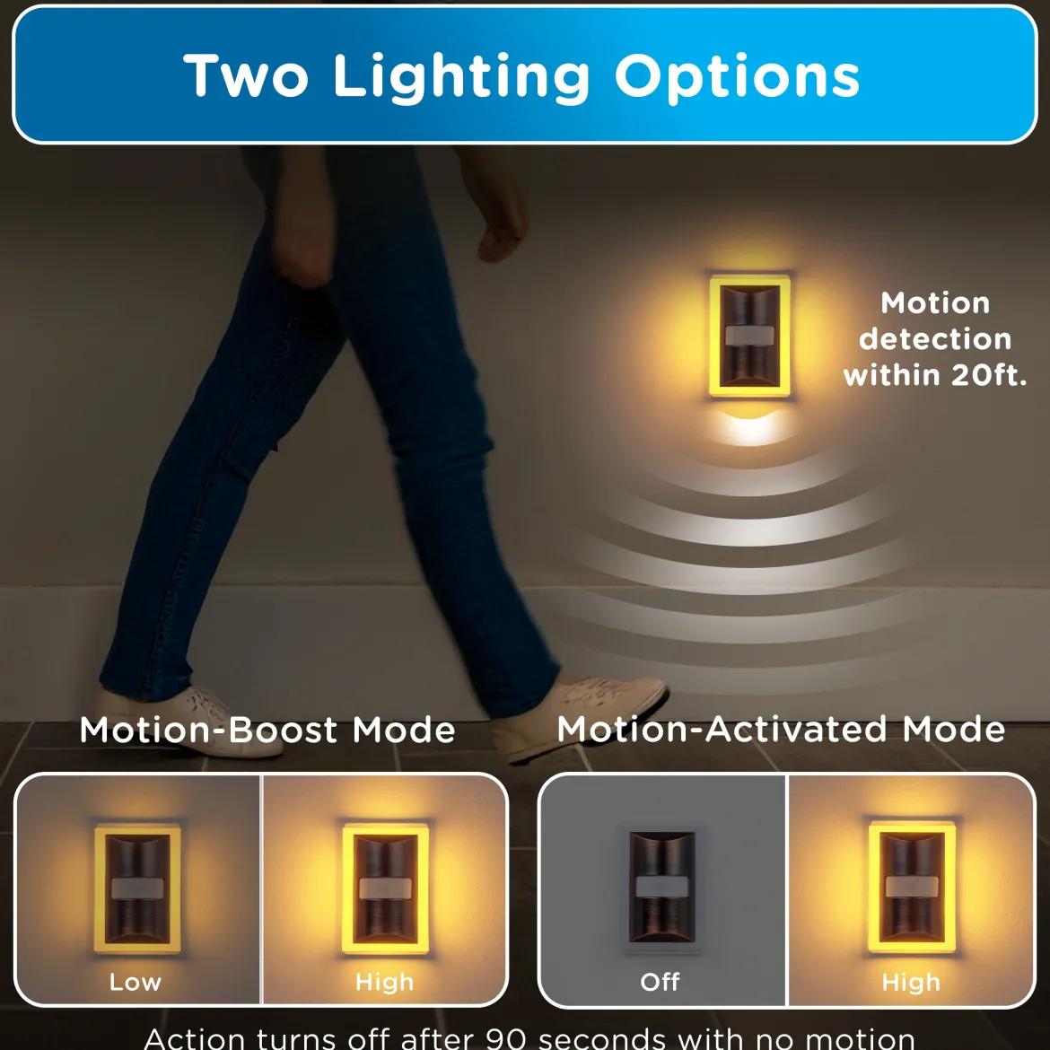 Enbrighten SleepLite Night Light, Motion Select, Motion-Boost, Amber LED, Coverlite, Backlit, Oil Rubbed Bronze