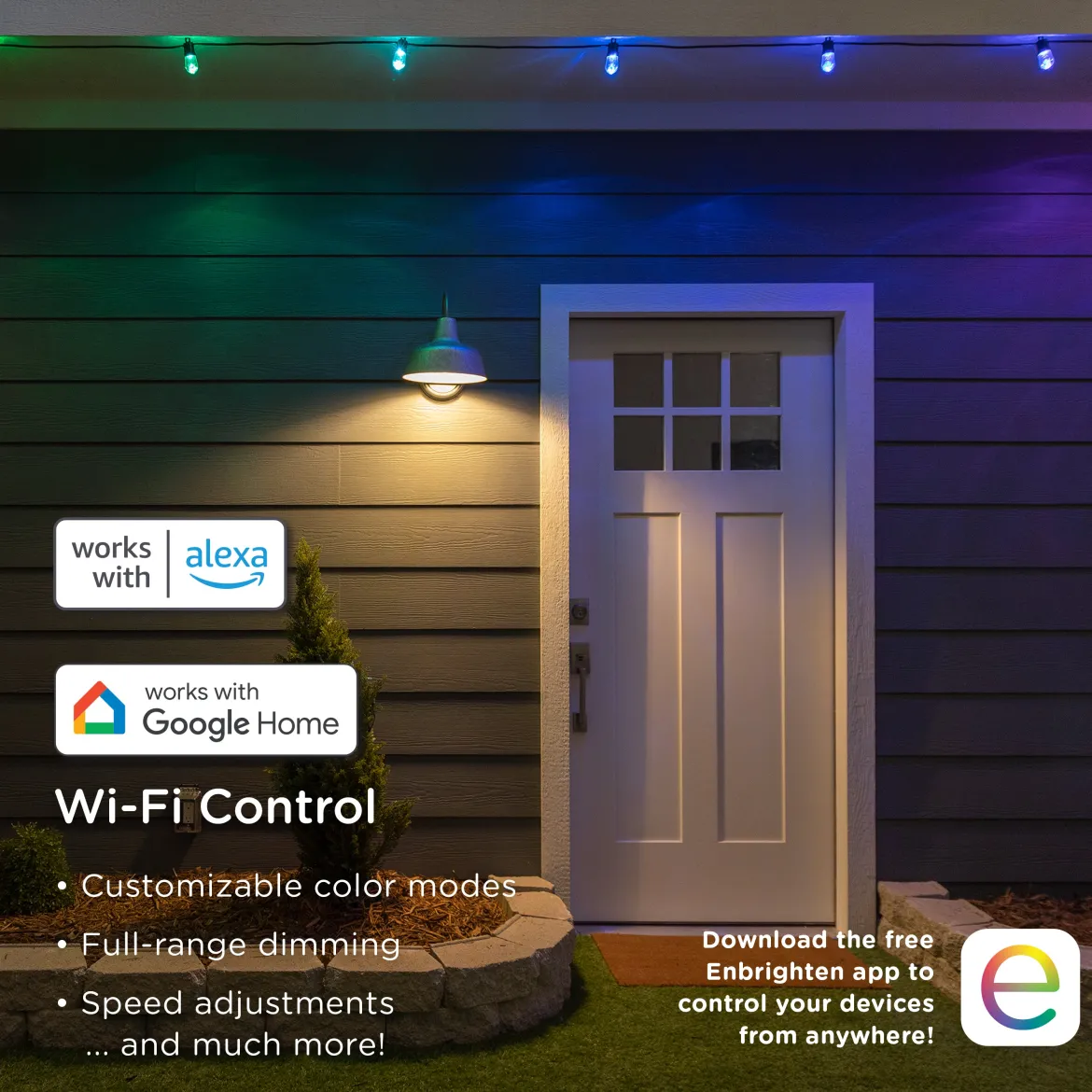 Enbrighten Smart Wi-Fi LED Café Lights, 10 Bulbs, 20ft.
