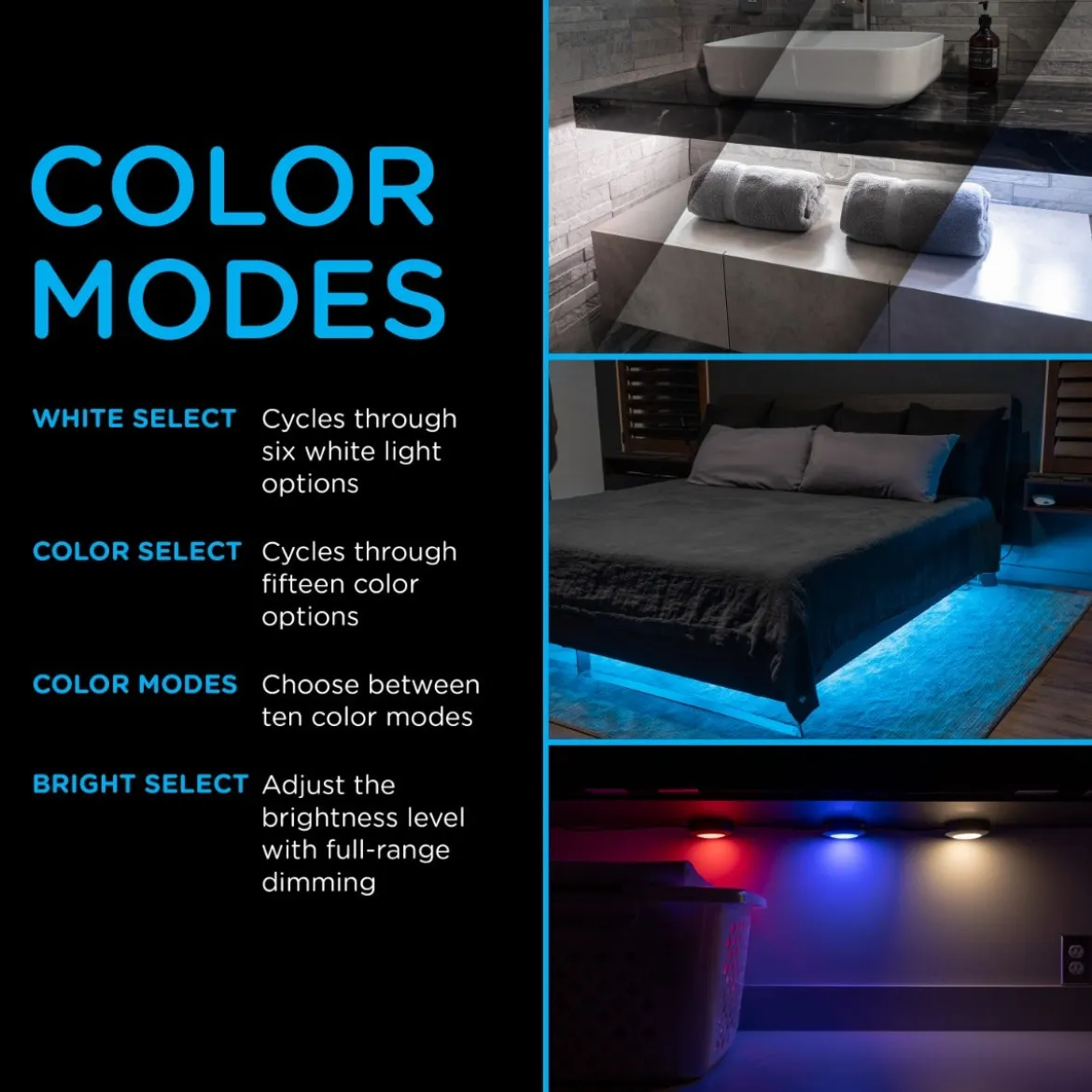 Enbrighten Spectrum Indoor Color-Changing LED Puck Lights, 6 Lights, Up to 18in. Black Cord
