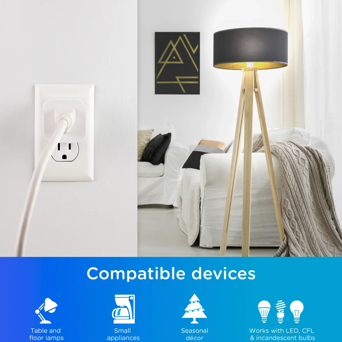 Enbrighten VIBE Indoor Single-Outlet Wi‑Fi Matter Smart Plug, 4 Pack
