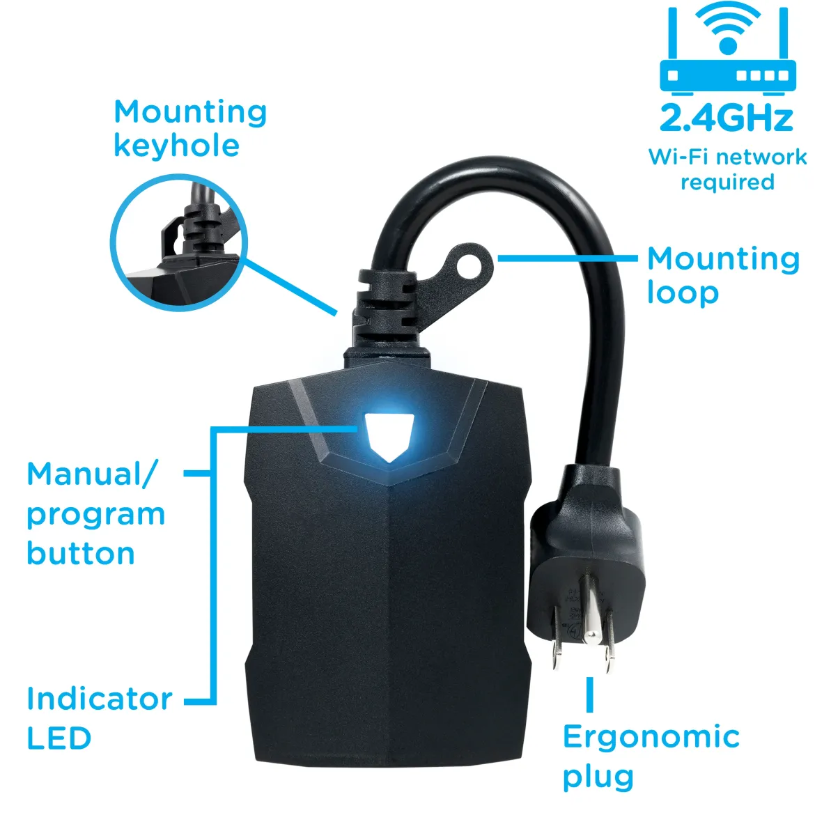 Enbrighten Vibe Outdoor Dual‑Outlet Wi‑Fi Matter Smart Plug