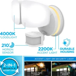 Enbrighten VIBE Outdoor 2-Head Motion-Sensing Back Lit WiFi LED Security Light, White