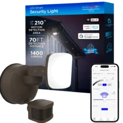 Enbrighten VIBE Outdoor Single-Head Motion-Sensing WiFi LED Security Light, Bronze
