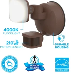 Enbrighten VIBE Outdoor Single-Head Motion-Sensing WiFi LED Security Light, Bronze