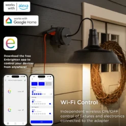 Enbrighten VIBE WiFi Add-An-Outlet Smart Adapter, Black
