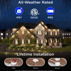 Enbrighten VIBE WiFi Color-Changing Permanent Outdoor Eternity Accent Lights, 12 Lights, 50ft. White Cord