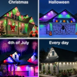 Enbrighten VIBE WiFi Color-Changing Permanent Outdoor Eternity Accent Lights, 24 Lights, 100ft. Black Cord