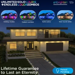 Enbrighten VIBE WiFi Color-Changing Permanent Outdoor Eternity Accent Lights, 36 Lights, 150ft. Black Cord