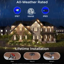 Enbrighten VIBE WiFi Color-Changing Permanent Outdoor Eternity Accent Lights, 36 Lights, 150ft. Black Cord