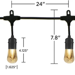 Enbrighten Vintage LED Cafe Lights, 24 Bulbs, 48ft. Black Cord
