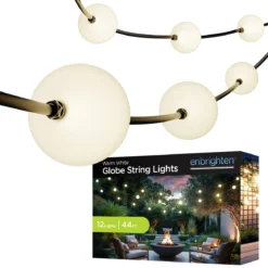 Enbrighten Warm White Globe String Lights 12 Bulbs, 44ft.