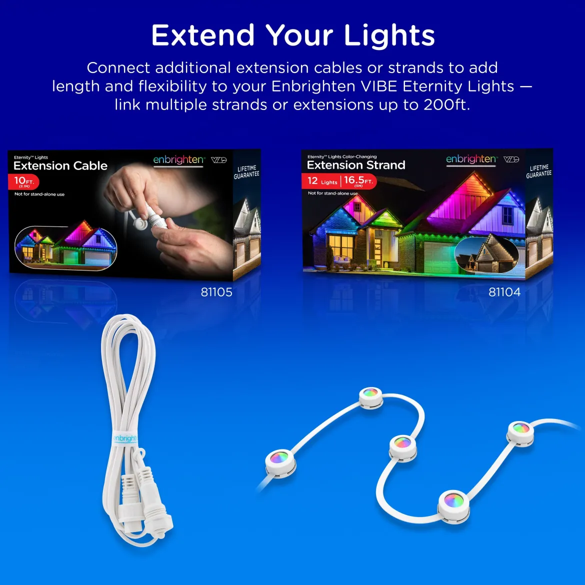 Enbrighten WiFi VIBE Color-Changing Permanent Outdoor Eternity Eave Lights, 108 Lights, 150ft. White