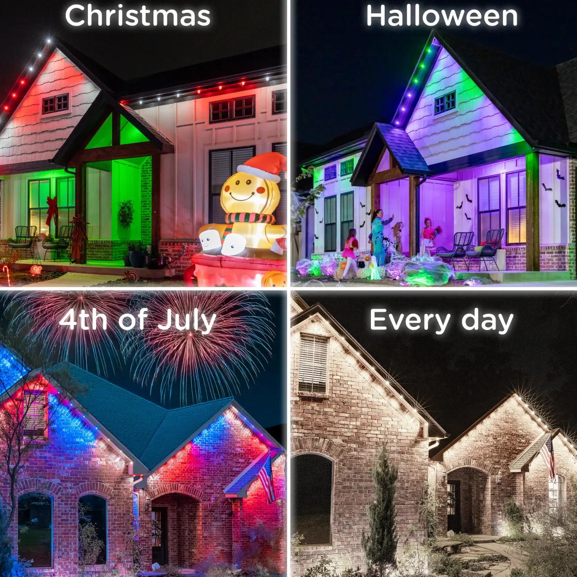 Enbrighten WiFi VIBE Color-Changing Permanent Outdoor Eternity Eave Lights, 108 Lights, 150ft. White