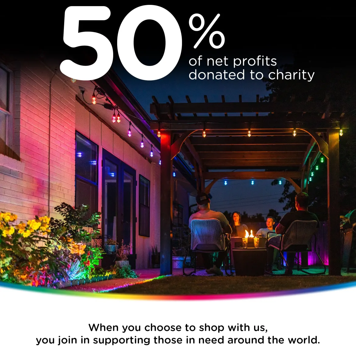 Enbrighten WiFi VIBE Color-Changing Permanent Outdoor Eternity Eave Lights, 72 Lights, 100ft. Black Cord